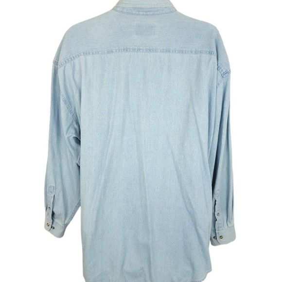 Snapple Denim Work Shirt Vintage 90s Employee Delivery Uniform Light Blue Mens - Picture 3 of 5